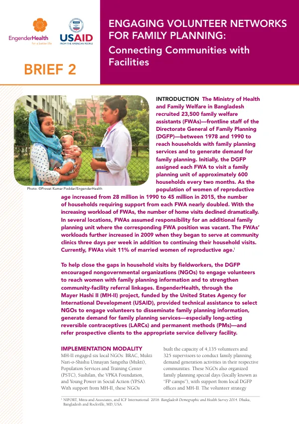 Engaging Volunteer Networks for Family Planning: Connecting Communities with Facilities