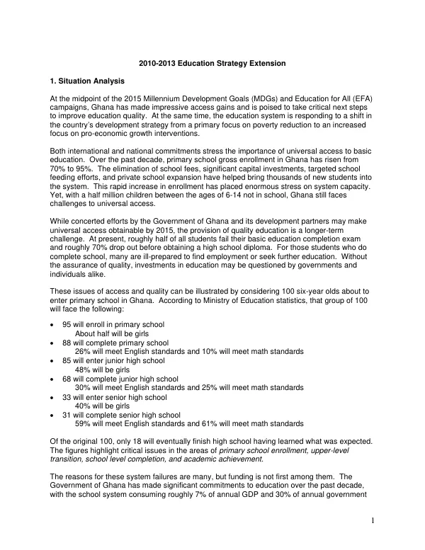 2010-2013 education strategy extension