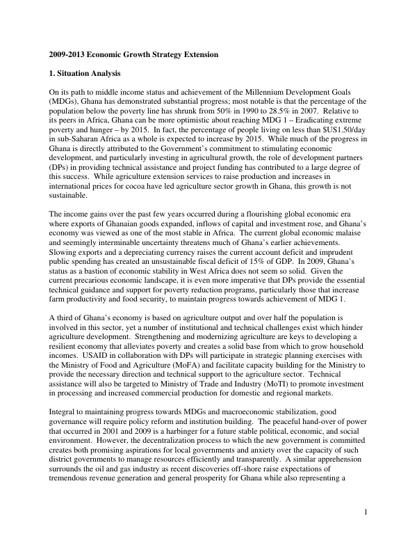 2009-2013 economic growth strategy extension