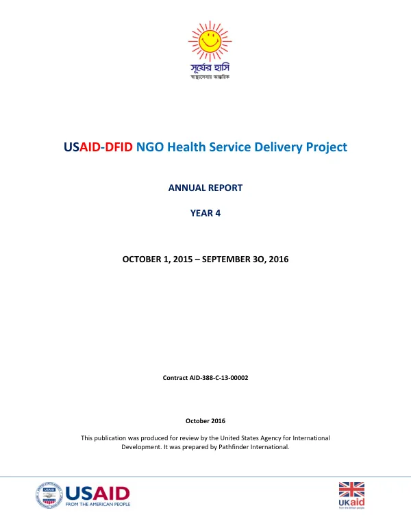 USAID-DFID NGO Health Service Delivery Project Annual Report Year 4