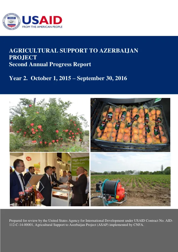 Second Annual Progress Report: Agricultural Support to Azerbaijan Project