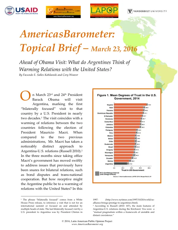 AmericasBarometer: Topical Brief – March 23, 2016