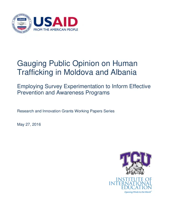 Gauging Public Opinion on Human Trafficking in Moldova and Albania: Employing Survey Experimentation to Inform Effective Prevention and Awareness Programs