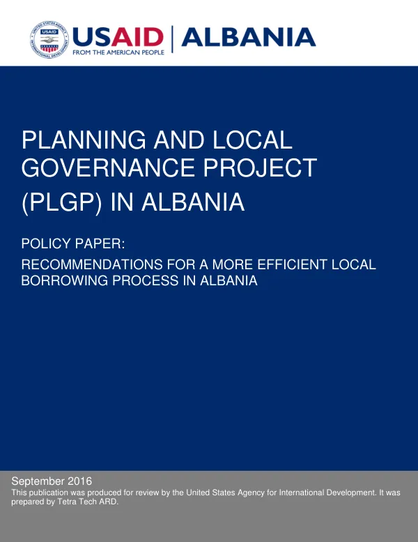 Policy Paper: Recommendations for a More Efficient Local Borrowing Process in Albania
