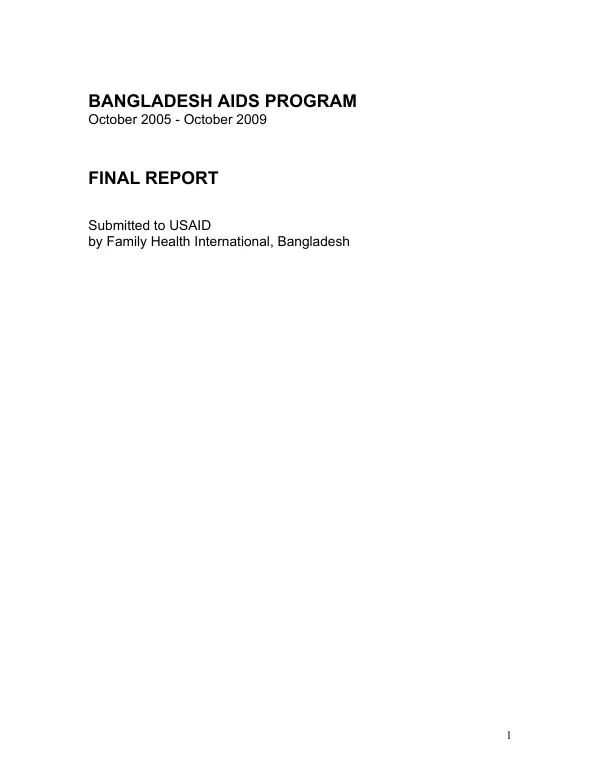 Bangladesh AIDS program October 2005-October 2009 : final report