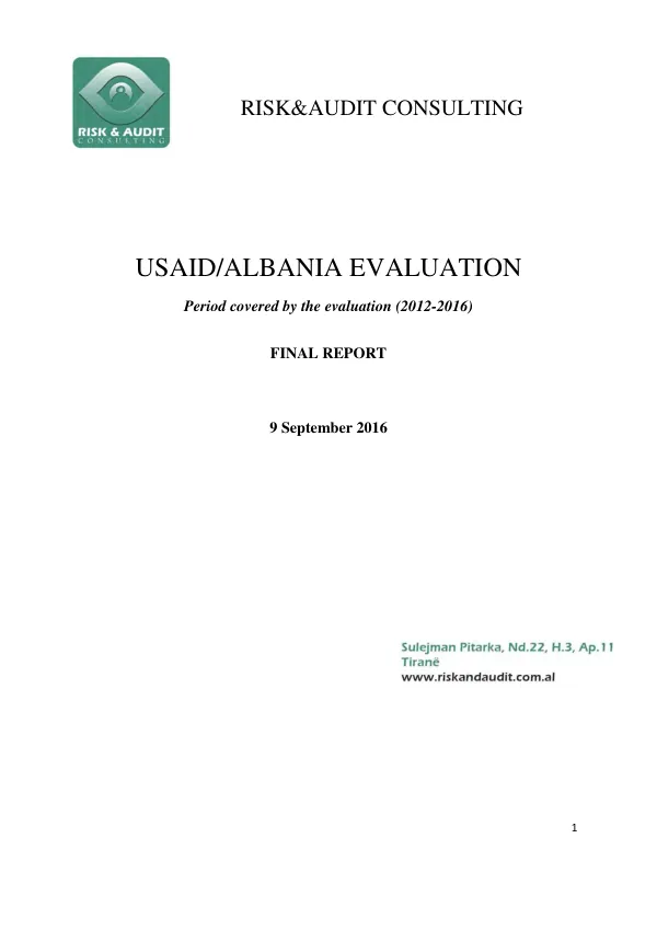 Final Report: USAID/Albania Evaluation