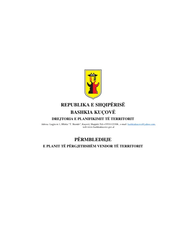 General Territorial Local Plan for Kuçova Municipality