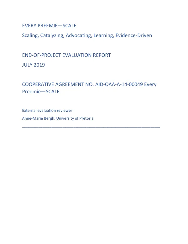 Scaling, catalyzing, advocating, learning, evidence-driven : end-of-project evaluation report