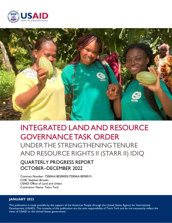 Integrated Land and Resource Governance Project Quarterly Report; October - December 2022