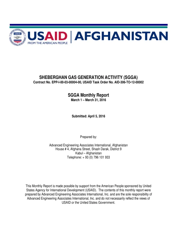 SGGA Monthly Report: March 1 – March 31, 2016