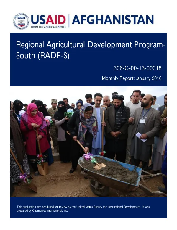 Regional Agricultural Development Program-South January 2016 Monthly Report
