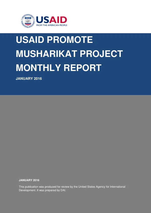 Musharikat Monthly Report January 2016