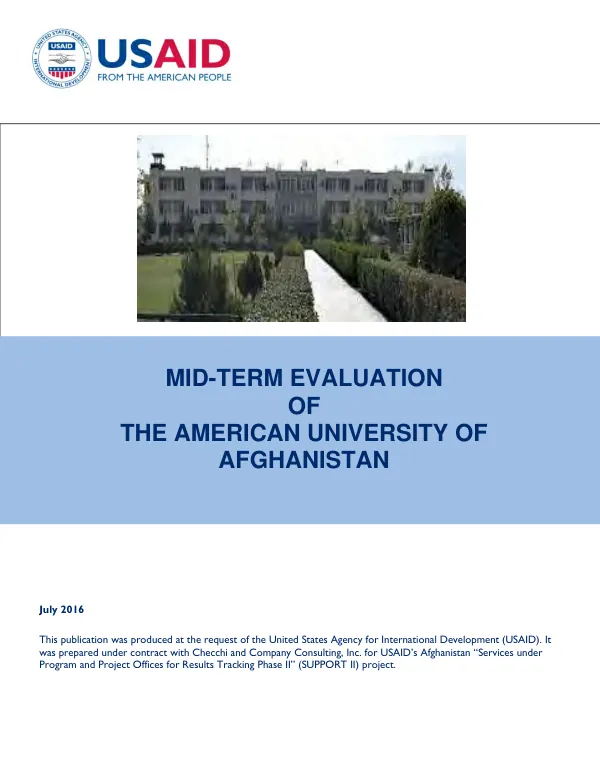 Mid-term Evaluation of the American University of Afghanistan