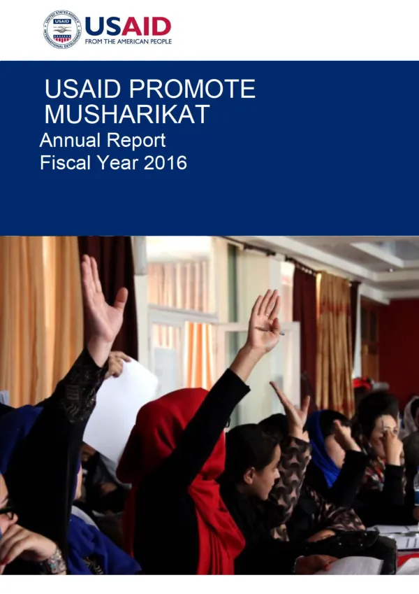 USAID PROMOTE MUSHARIKAT FY 2016 ANNUAL REPORT