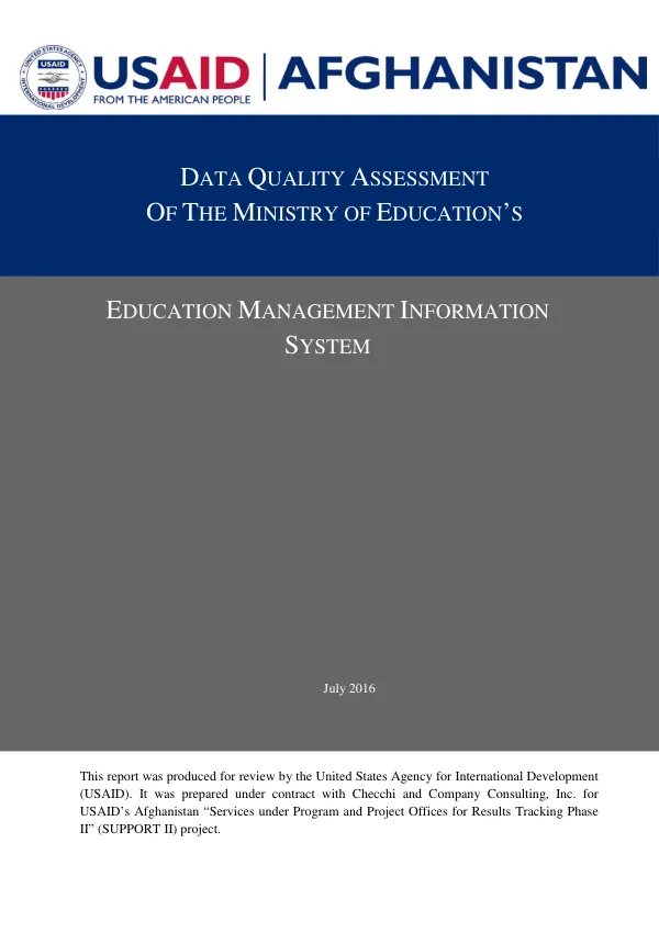 Data Quality Assessment of the Ministry of Education’s Education Management Information System