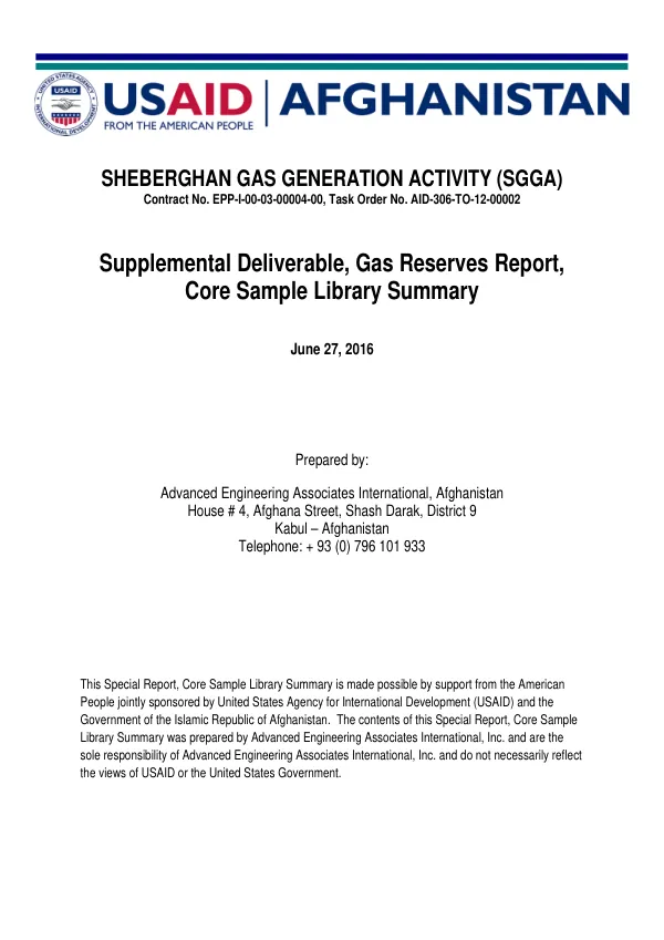 Special Report, Core Sample Library Summary