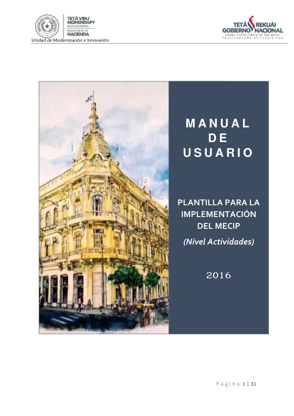 Manual de Usuario para la Implementación del MECIP (Nivel Actividades)