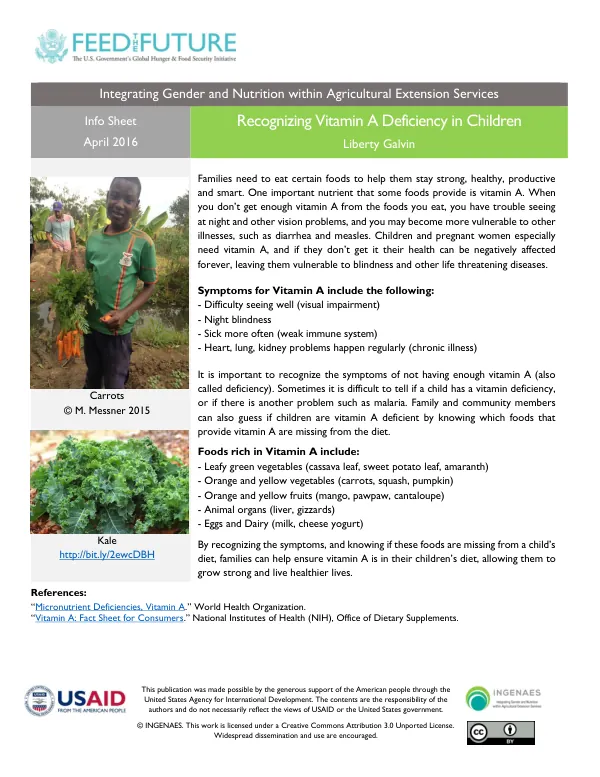 Integrating Gender and Nutrition within Agricultural Extension Services Info Sheet
