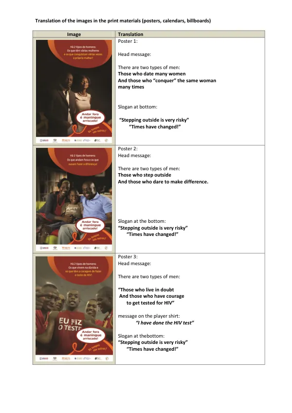 Translation of the images in the print materials (posters, calendars, billboards)