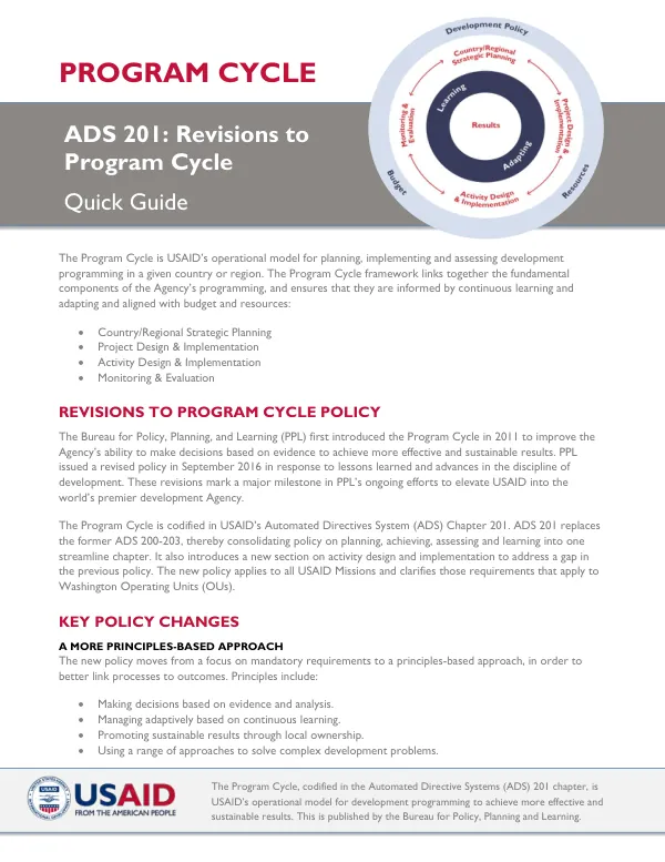 Revisions to Program Cycle Policy
