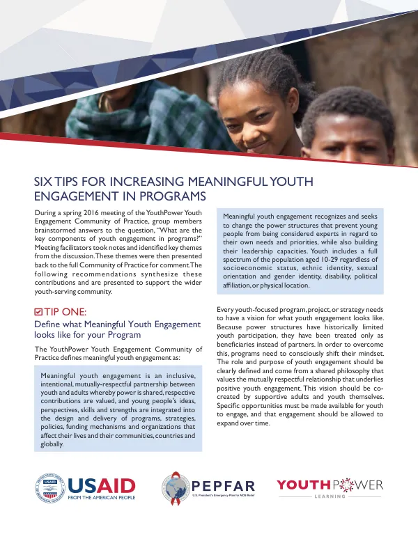 Six Tips for Increasing Meaningful Youth Engagement in Programs