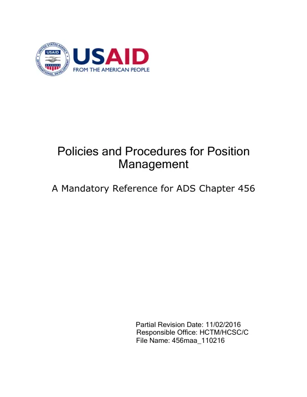 ADS Chapter 456 Mandatory Reference: Policies and Procedures for Position Management