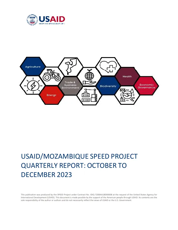 USAID/MOZAMBIQUE SPEED PROJECT QUARTERLY REPORT: OCTOBER TO DECEMBER 2023