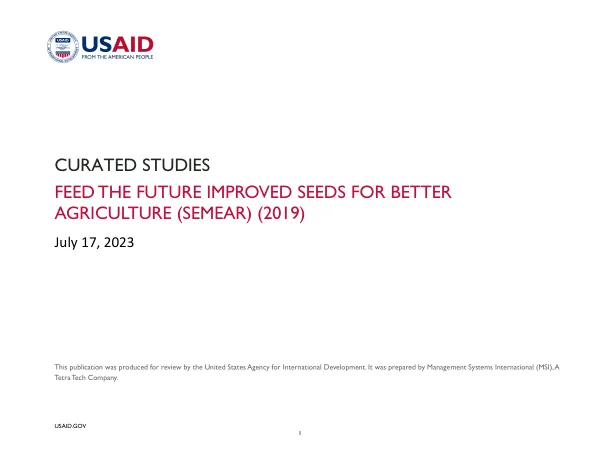 Final Report: Feed the Future Improved Seeds for Better Agriculture (SEMEAR) (2019)