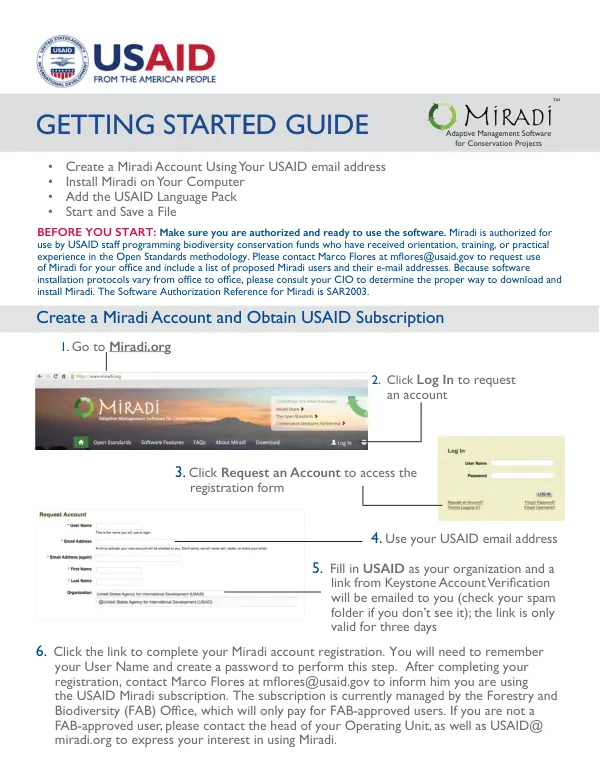 Miradi User Guide: Getting Started