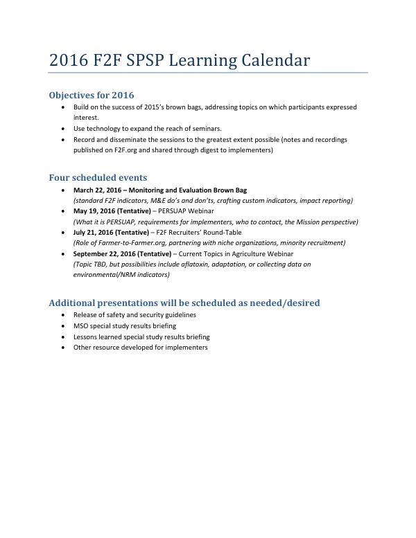 2016 F2F SPSP Learning Calendar