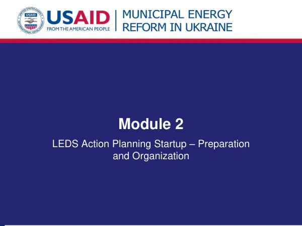 LEDS Action Planning Startup – Preparation and Organization