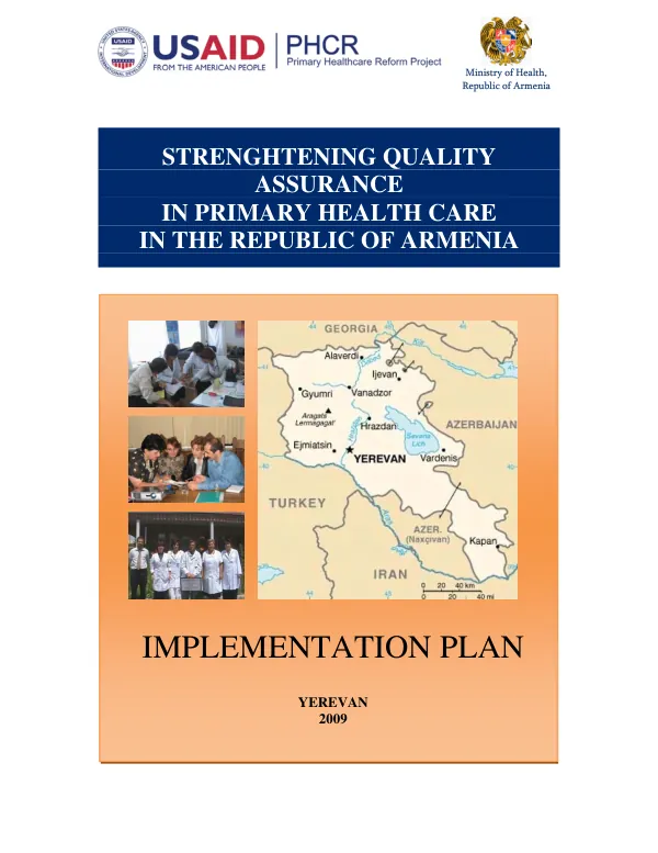 Strengthening quality assurance in primary health care in the republic of Armenia: implementation plan