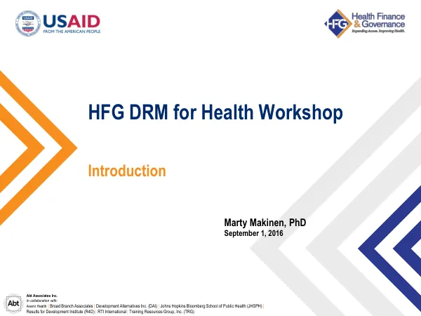 HFG DRM for Health Workshop