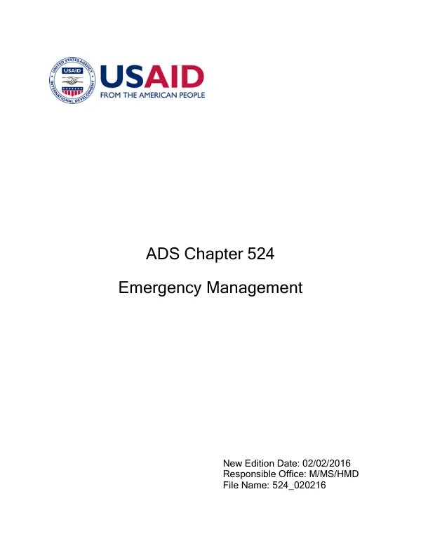 ADS Chapter 524: Emergency Management