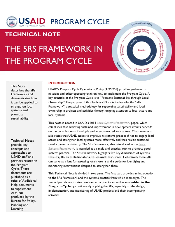 The 5Rs Framework in the Program Cycle