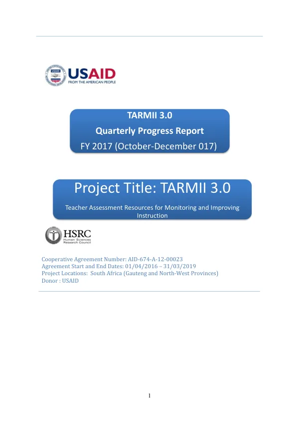 HSRC TARMIIfp Quarterly report Jan-March2016final