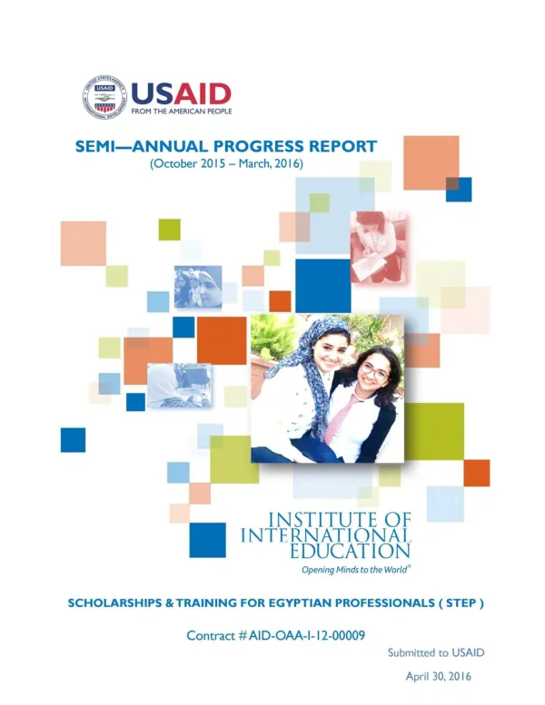 5th Semi-Annual Progress Report: Scholarships and Training for Egyptian Professionals (STEP) Program