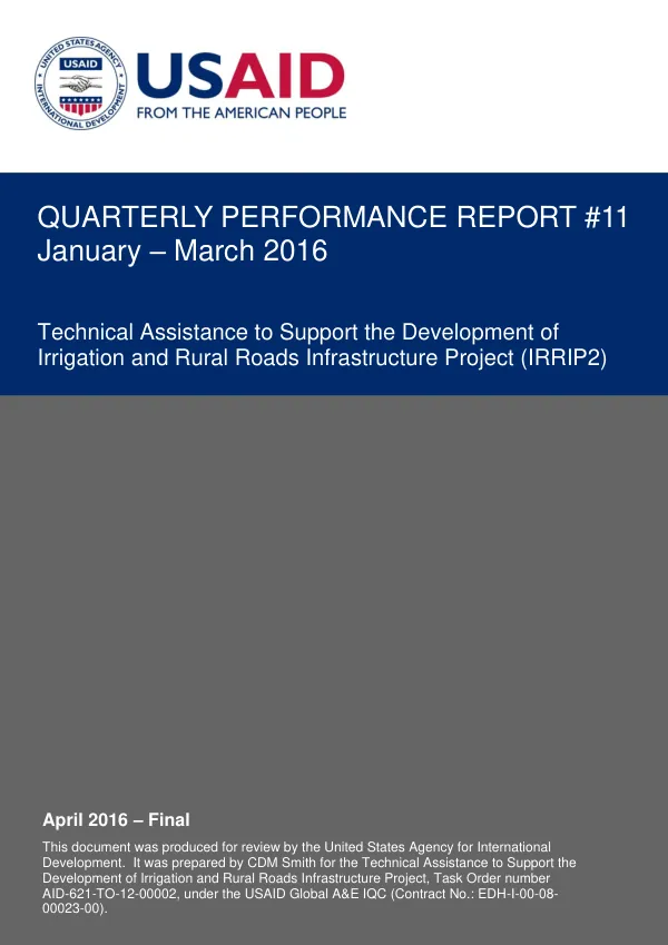Quarterly Performance Report #11: January – March 2016