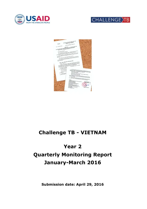 Quarterly Monitoring Report: Challenge TB - VIETNAM Year 2 January-March 2016