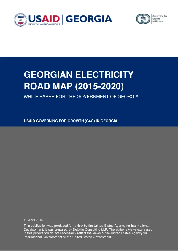 GEORGIAN ELECTRICITY ROAD MAP (2015-2020) WHITE PAPER FOR THE GOVERNMENT OF GEORGIA