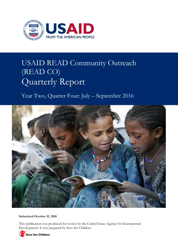 USAID READ Community Outreach (READ CO) Quarterly Report (July-September 2016)