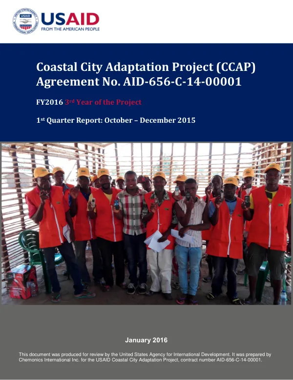 Quarterly Technical Report: Coastal City Adaptation Project (CCAP)