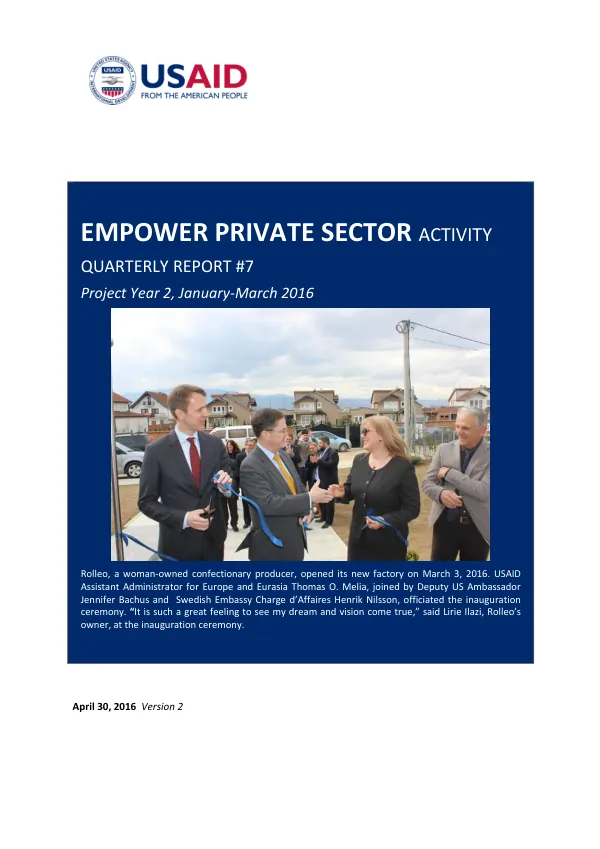 Quarterly Progress Report #7: EMPOWER Private Sector Activity