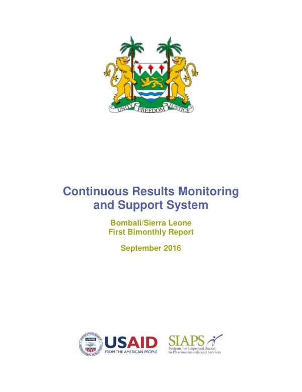 Continuous Results Monitoring and Support System Report—SIAPS/Sierra Leone, September 2016