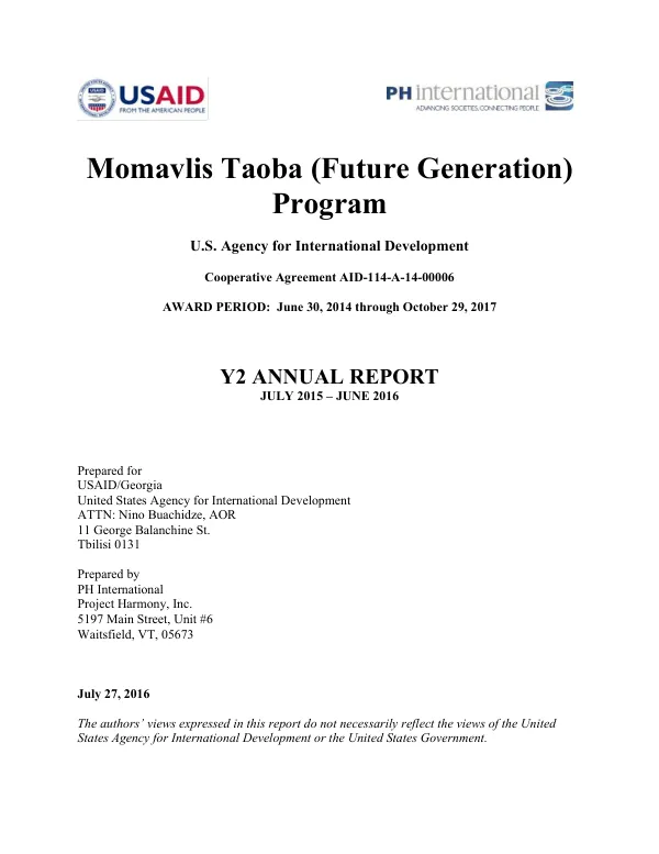 HIV Interventions for Most-Risk Populations (HIV-MARPS) or Momavls Taoba (Future Generation) Program Y2 Annual Report