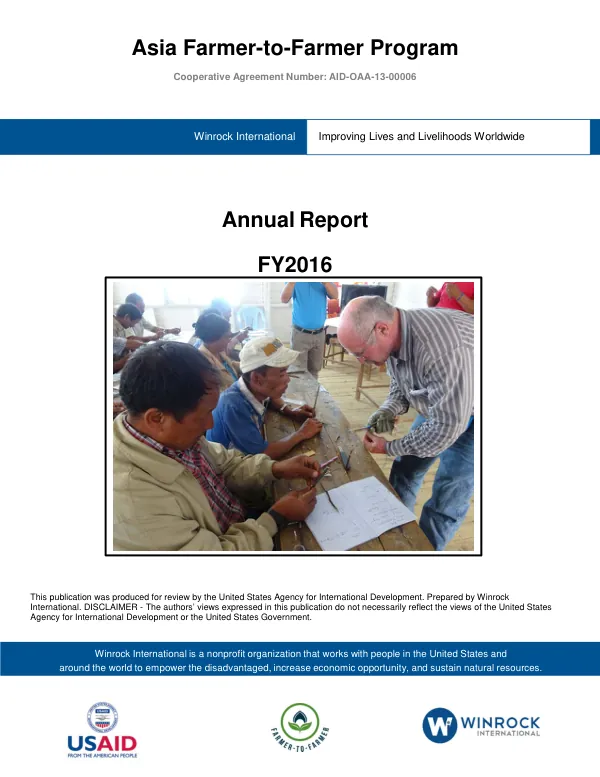 Winrock Asia F2F FY16 Annual Report