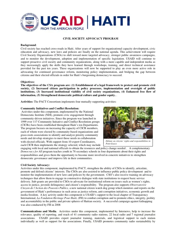 Civil society advocacy program