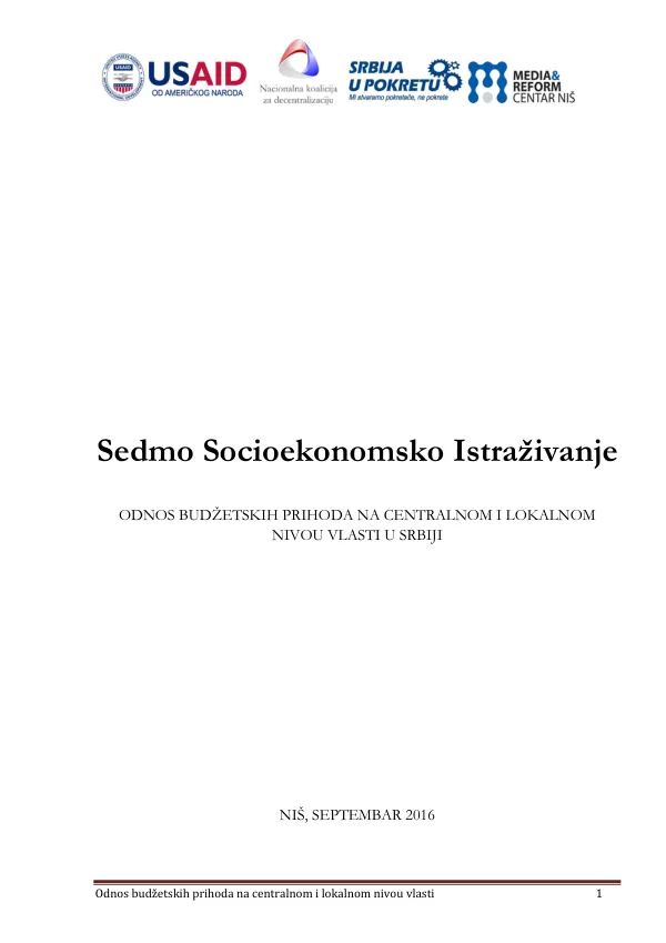 Odnos budžetskih prihoda na centralnom i lokalnom nivou vlasti u Srbiji