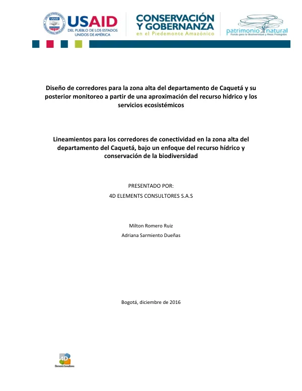 Estrategias y Lineamientos para la preservación de la biodiversidad en las cuencas altas del rio Orteguaza y Caguán (Departamento del Caquetá)