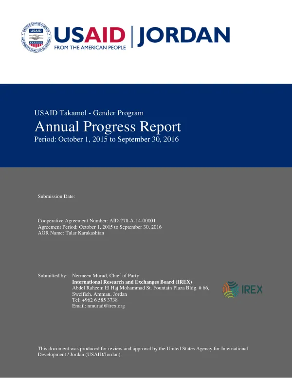 Year 2 Annual Report: USAID Takamol-Gender Program
